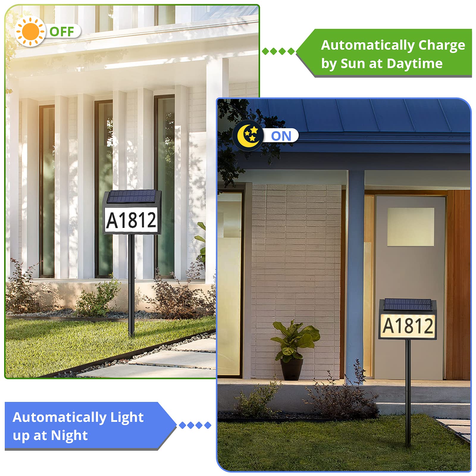 Solar Address Sign Lighted House Numbers Waterproof