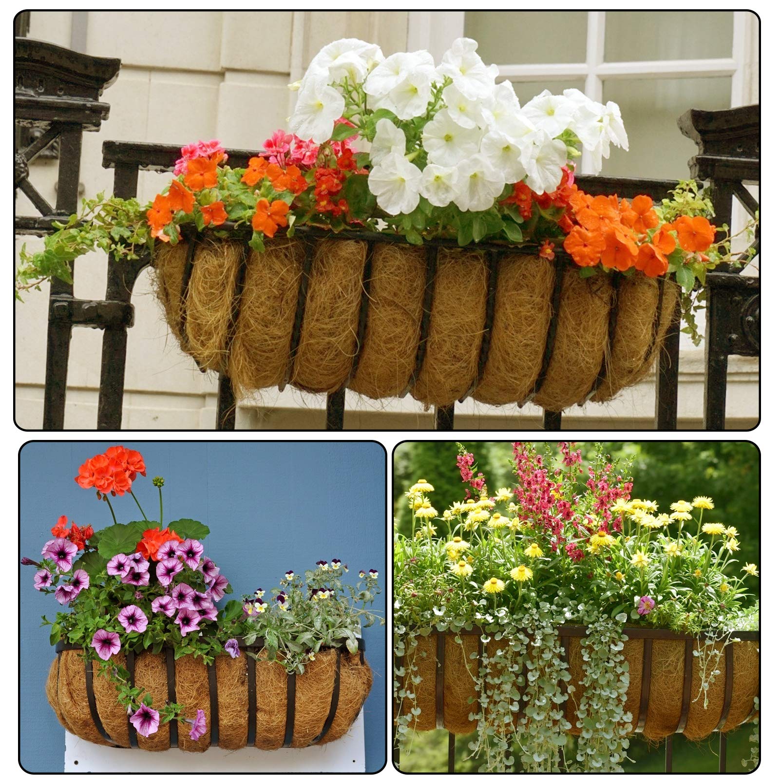 3 Pack  for Window Planter Box,100% Coconut Coir Fiber for Garden  Wall Basket, Vegetables Pot