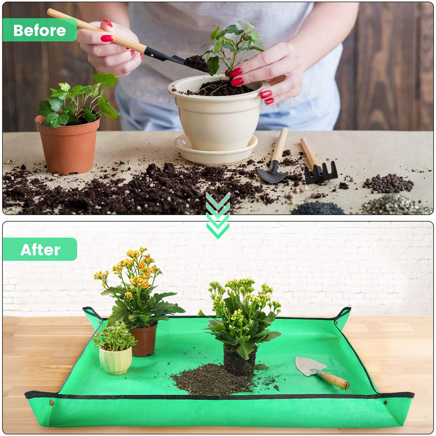 Repotting Mat for Indoor Plant Transplanting & Potting Soil Mess Control