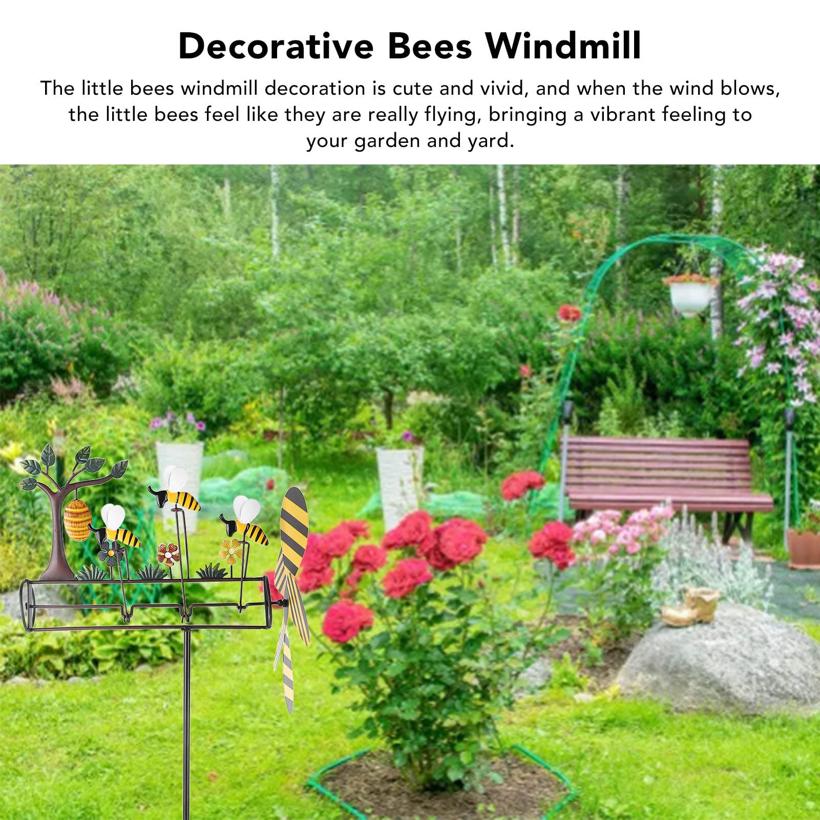 New Metal Bee Windmill Three Little Bees Windmill Garden Gardening Decoration Windmill