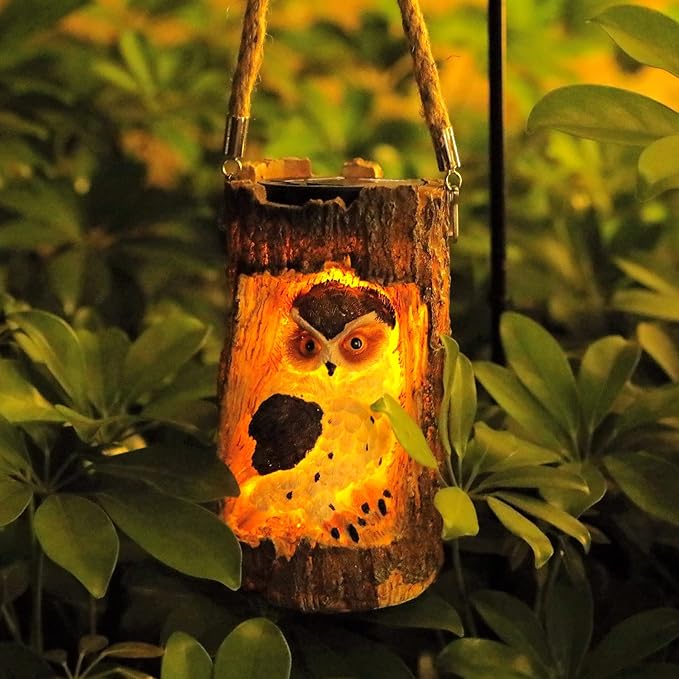 SOLAR GARDEN STATUE OWL LIGHT