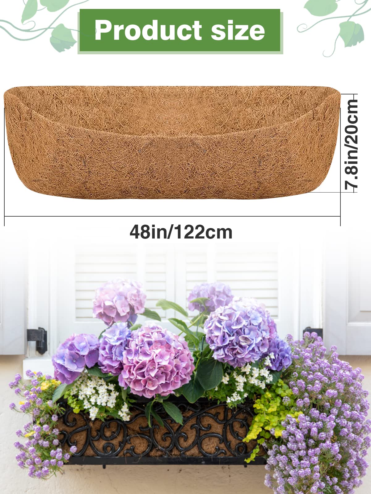 3 Pack  for Window Planter Box,100% Coconut Coir Fiber for Garden  Wall Basket, Vegetables Pot