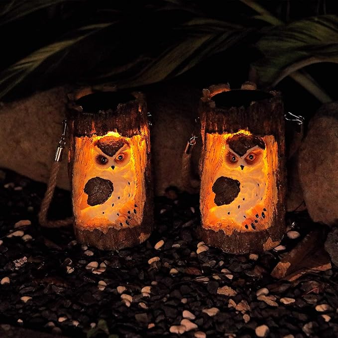 SOLAR GARDEN STATUE OWL LIGHT