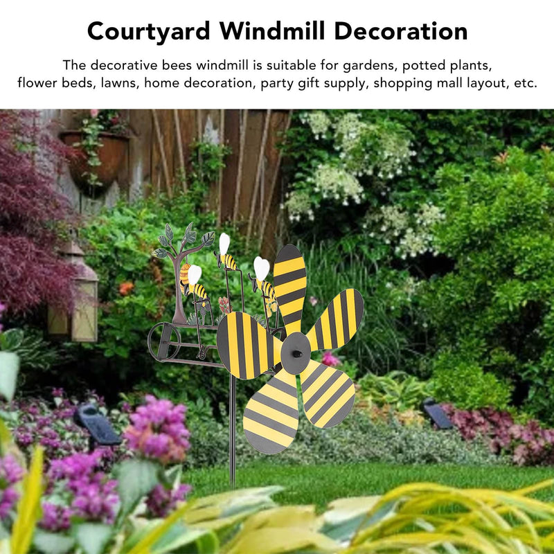New Metal Bee Windmill Three Little Bees Windmill Garden Gardening Decoration Windmill
