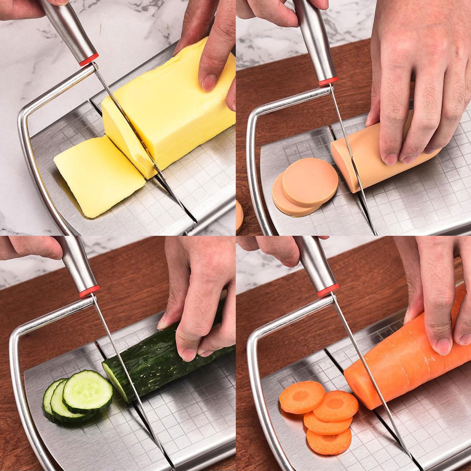 Cheese Slicer Cutter, Stainless Steel Cheese Slicers Cutters for Block Cheese with Blade