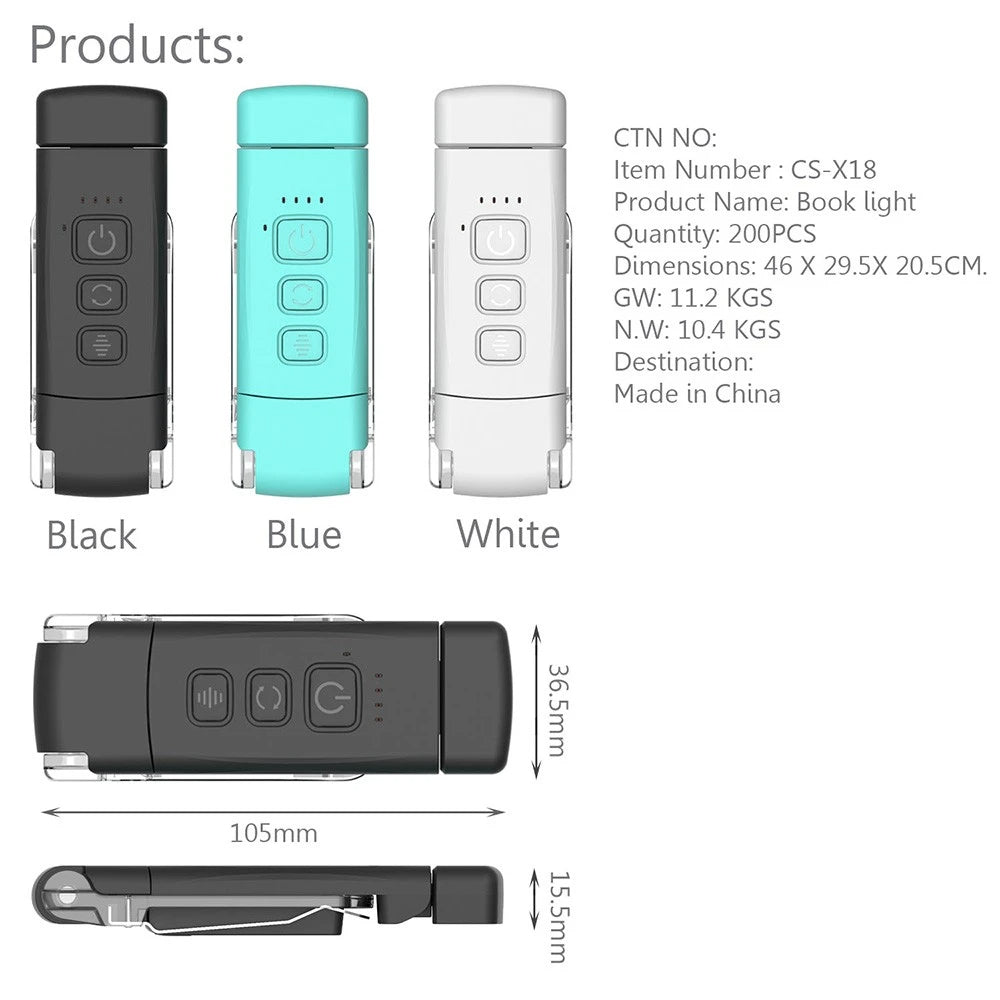 LED Mini Book Clip Reading Light, 5 Levels Brightness