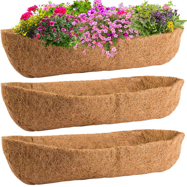 3 Pack  for Window Planter Box,100% Coconut Coir Fiber for Garden  Wall Basket, Vegetables Pot