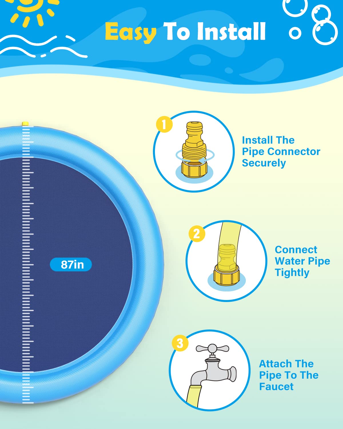 Splashy Non-Slip Dog Cat Pet Pool with Adjustable Pressure