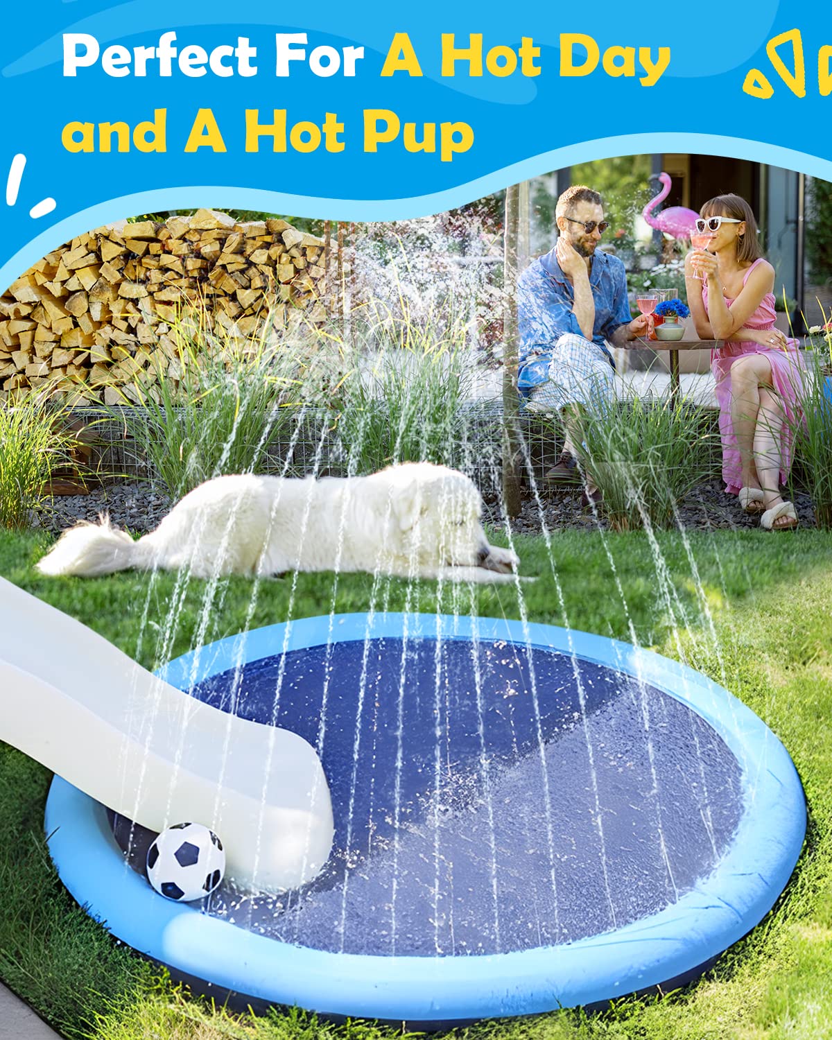 Splashy Non-Slip Dog Cat Pet Pool with Adjustable Pressure