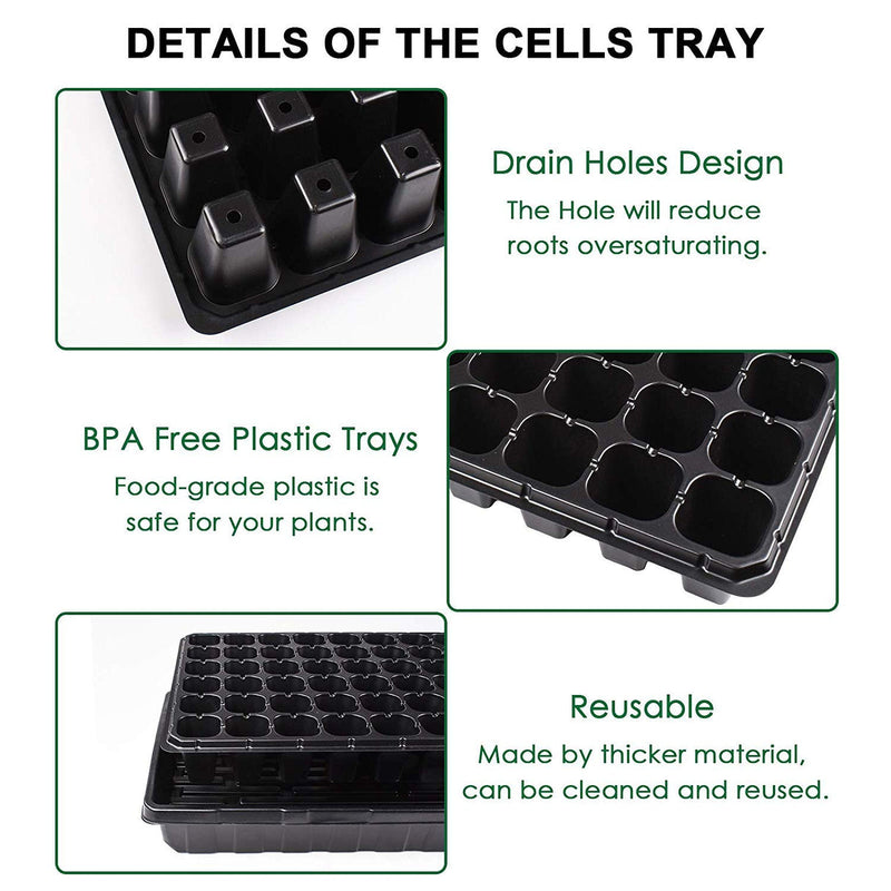 10 Pack Seed Starter Kit, 72 Cell Seedling Trays Gardening Germination Plastic Tray Nursery Pots