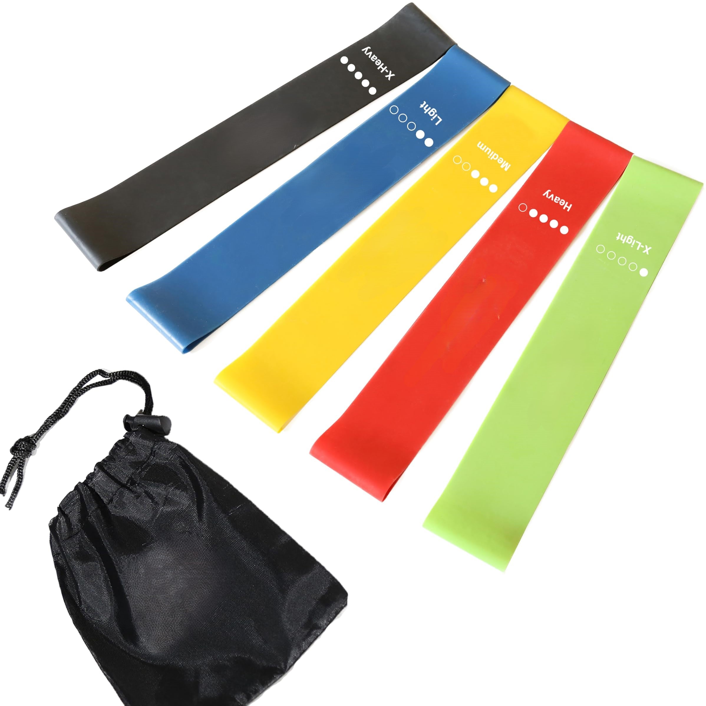 Fit Simplify Resistance Loop Exercise Bands with Instruction Guide and Carry Bag, Set of 5