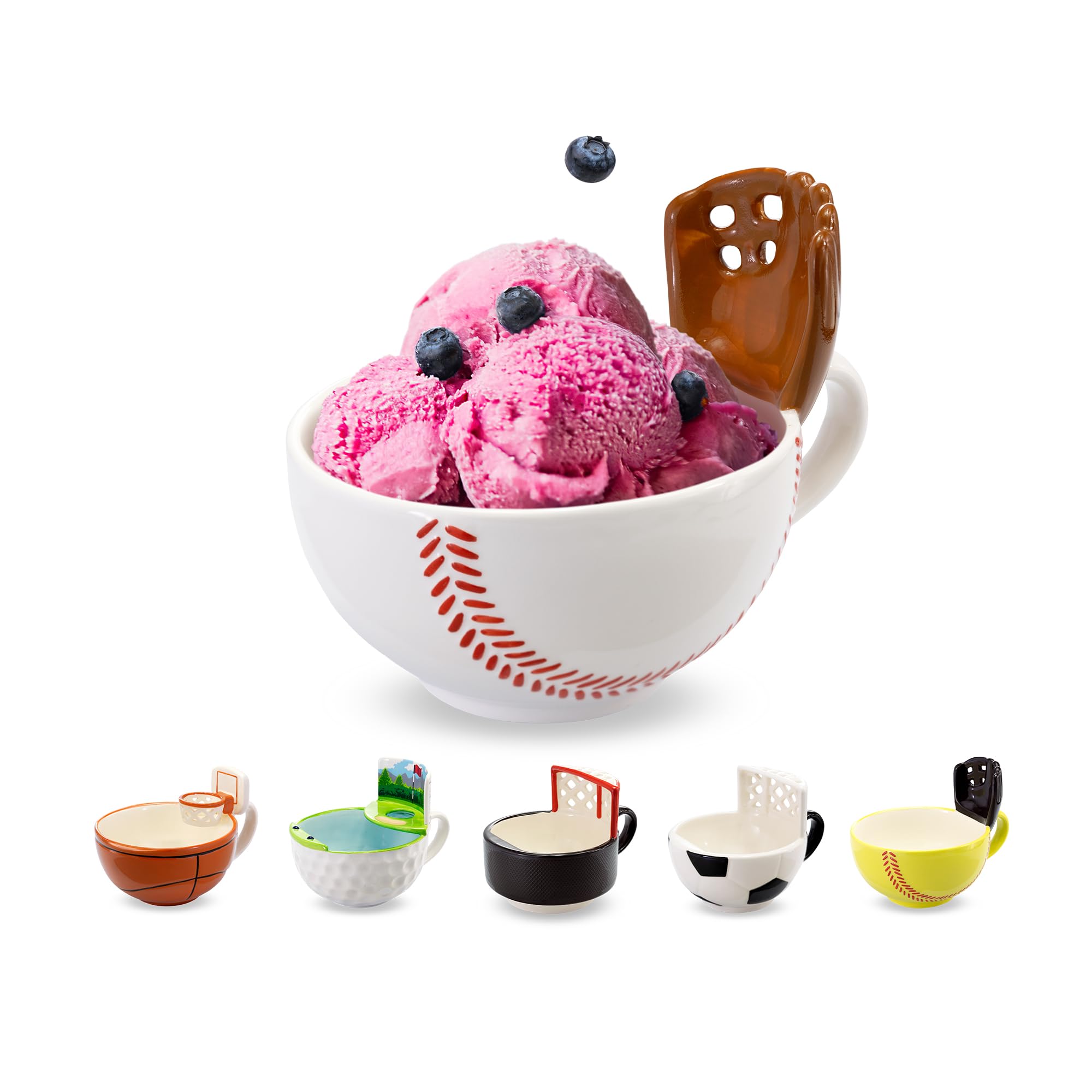 Baseball Ice Cream Cereal Bowl,Men Baseball Player