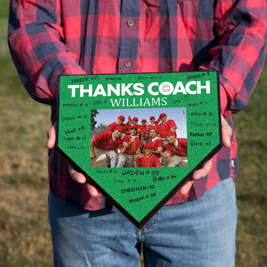 Baseball Home Plate Plaque - Thank You Coach Photo Autograph