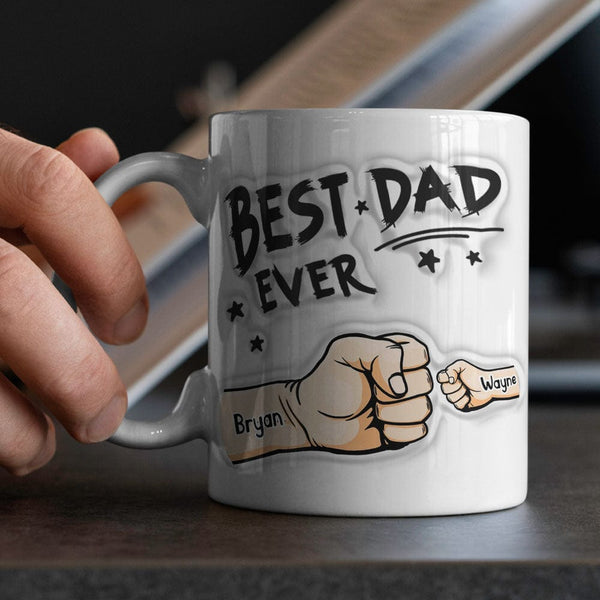 You are My Best Dad Mug, Personalized Kids Names 3D Inflated Effect Printed Coffee Mug