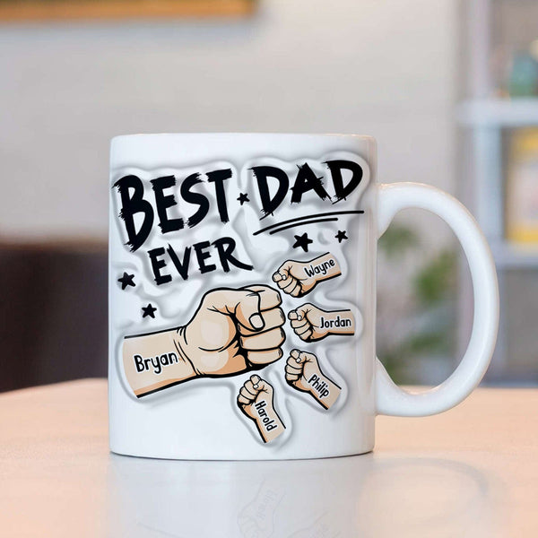 You are My Best Dad Mug, Personalized Kids Names 3D Inflated Effect Printed Coffee Mug