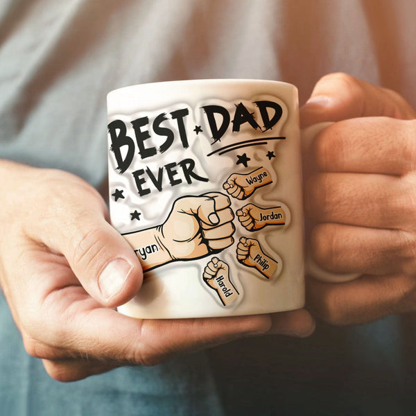 You are My Best Dad Mug, Personalized Kids Names 3D Inflated Effect Printed Coffee Mug