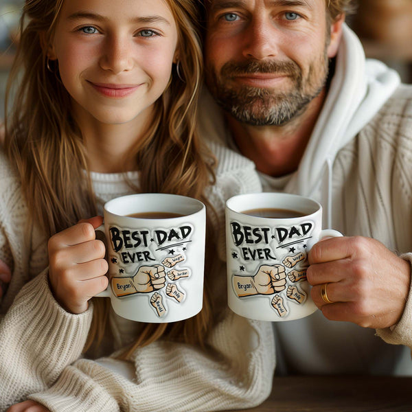 You are My Best Dad Mug, Personalized Kids Names 3D Inflated Effect Printed Coffee Mug