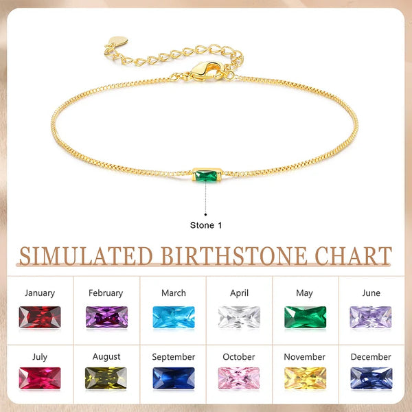 Custom  Birthstone Bracelet Gold Adjustable Bracelet Personalized Birthday Gift for Her