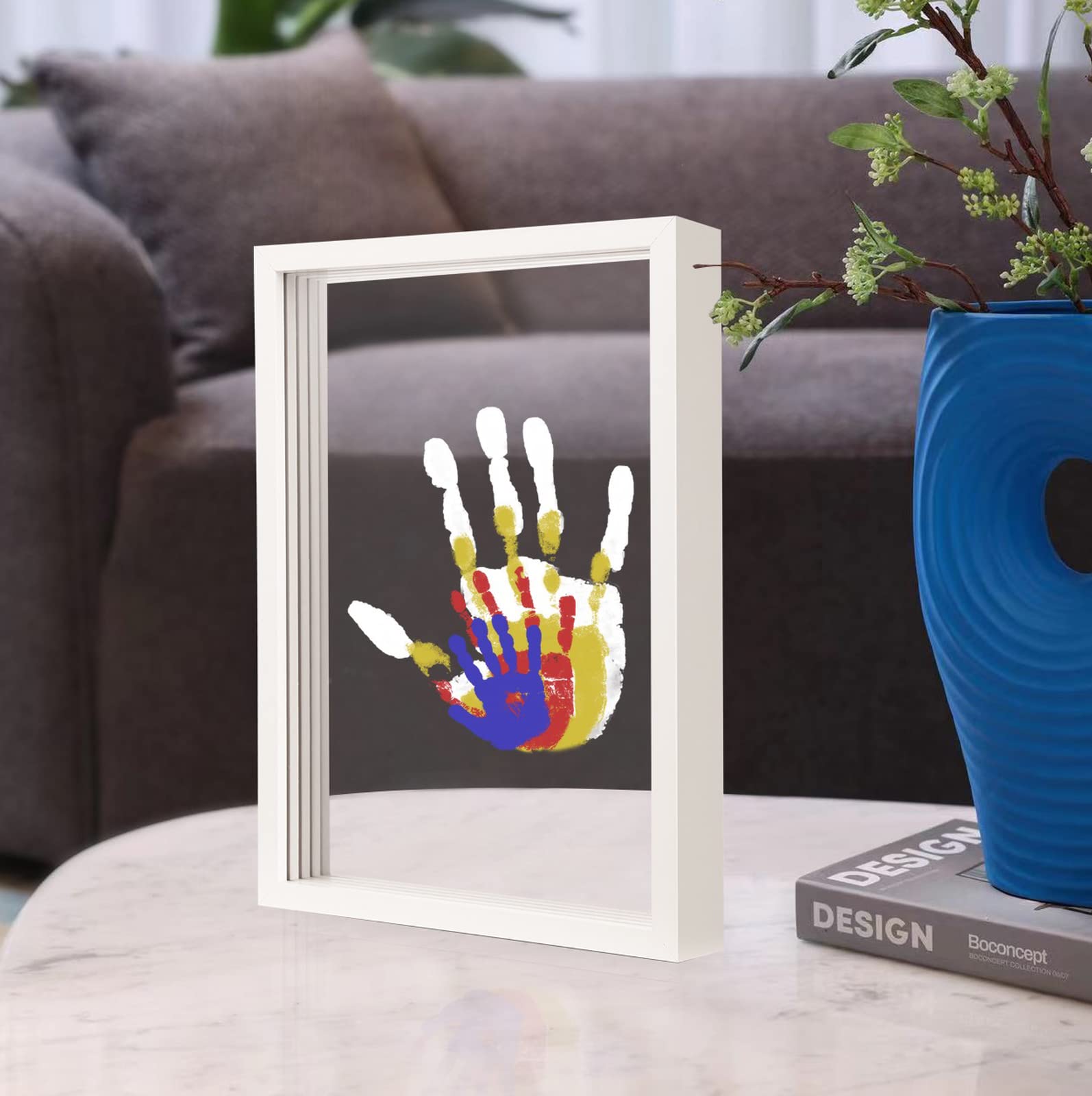 Family Handprint Kit, DIY Craft Keepsake Wooden Frame, Endless Gift White