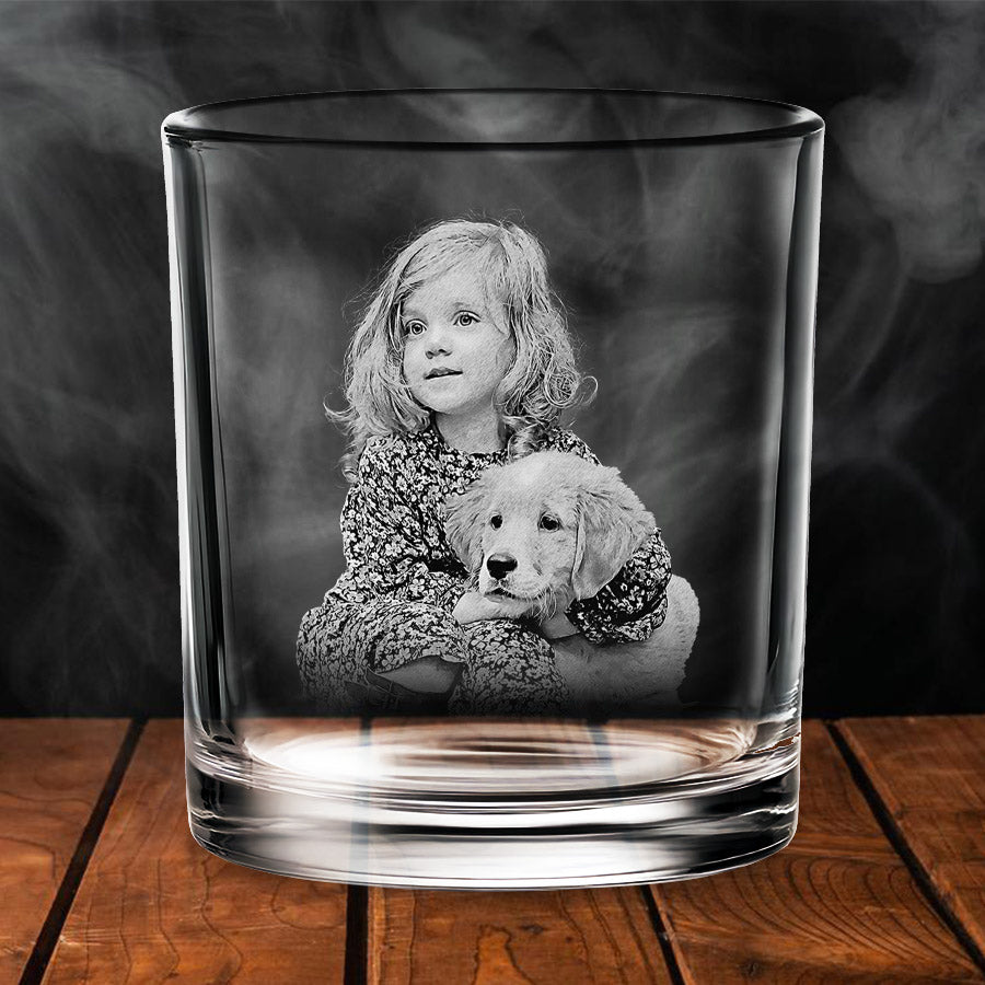 Custom Photo Promoted To Dad EST Rock Glass