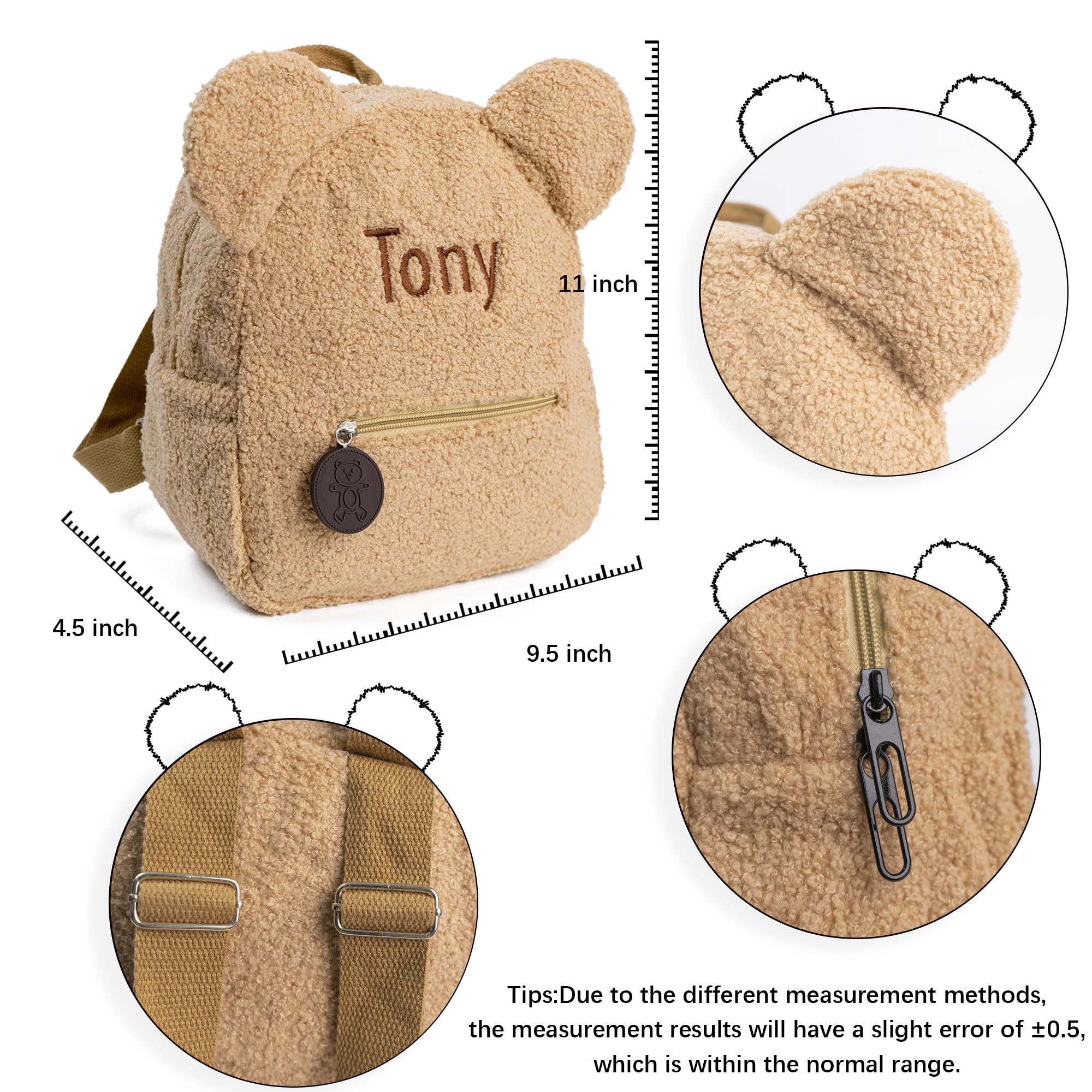 Plush Teddy Bear Backpack Personalized Toddler Backpack