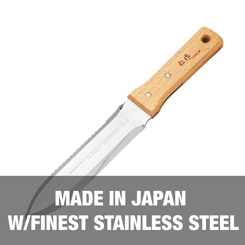 Nisaku NJP650 The Original Hori Hori Namibagata Japanese Stainless Steel Weeding Knife