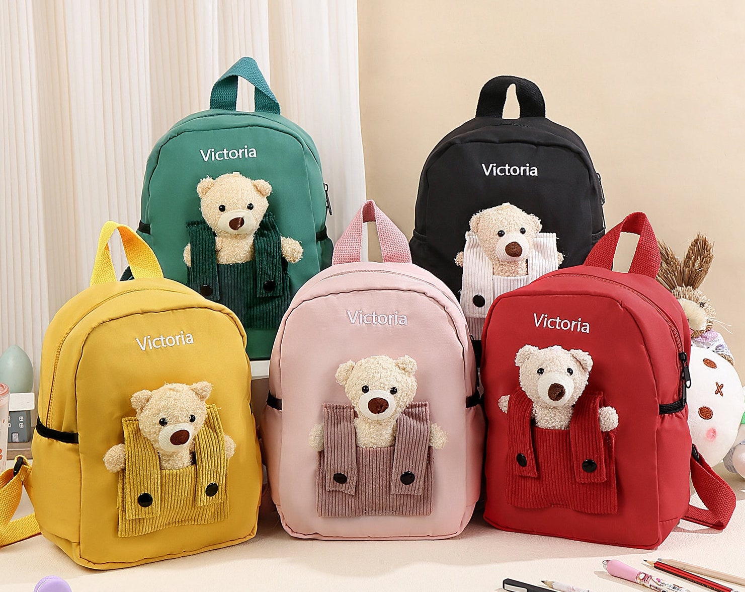 Personalised Kids Backpack with Name,Teddy Bear Backpack