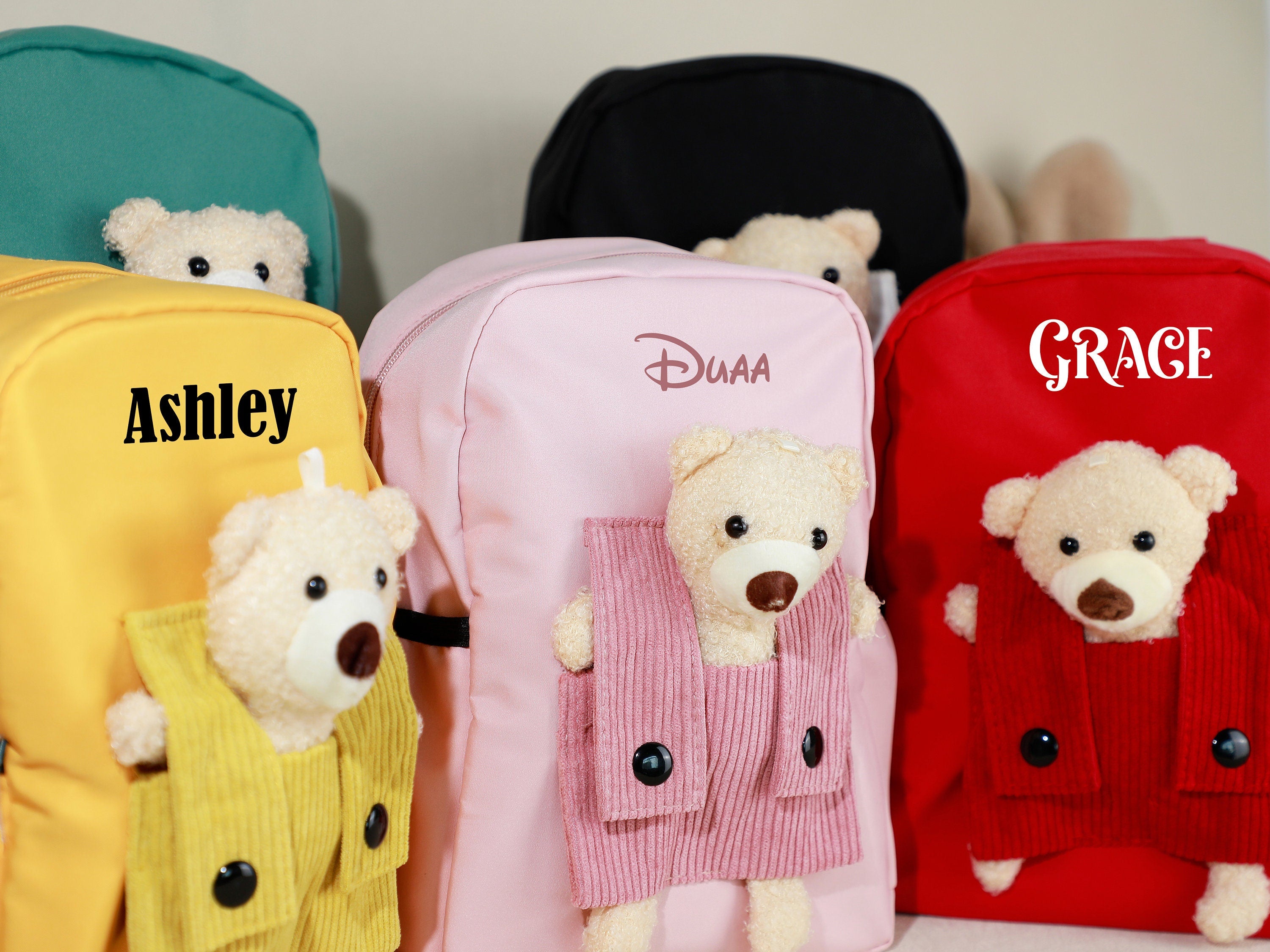 Personalised Kids Backpack with Name,Teddy Bear Backpack