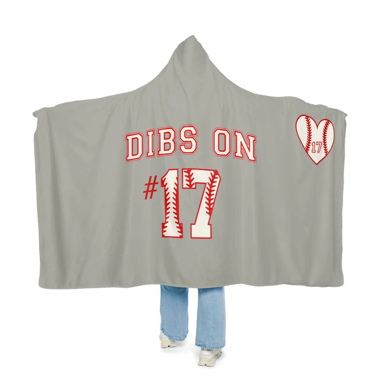 Personalized Dibs On Baseball Hooded Blanket, Game Day Snuggle Blanket, Custom Team Number Hooded blanket