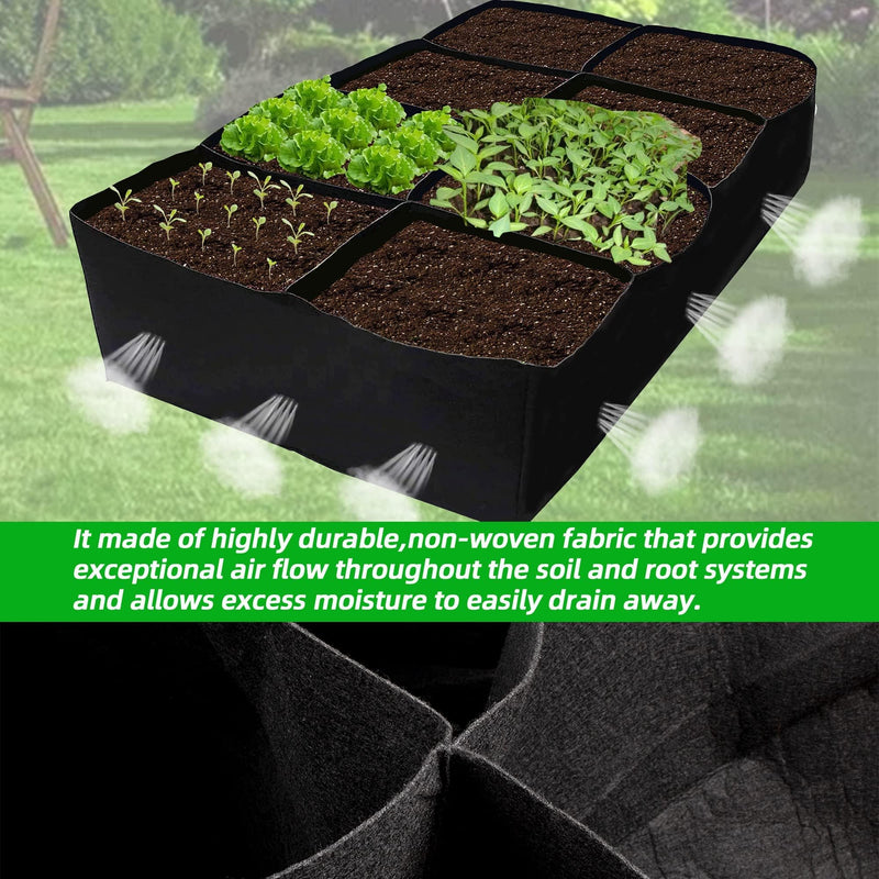 Fabric Raised Garden Bed, 128 Gallon 8 Grids Plant Grow Bags, 3x6FT Breathable Planter Raised Beds, Rectangle Planting Container for Outdoor Gardening