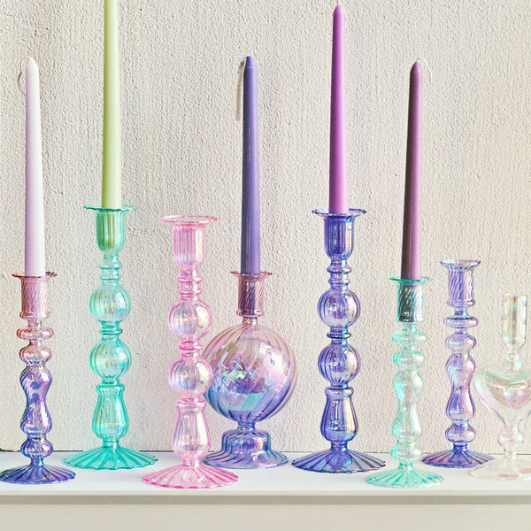 Retro Candlesticks Taper Candle Holders Tall Candlesticks Decoration Party Glass Vase
