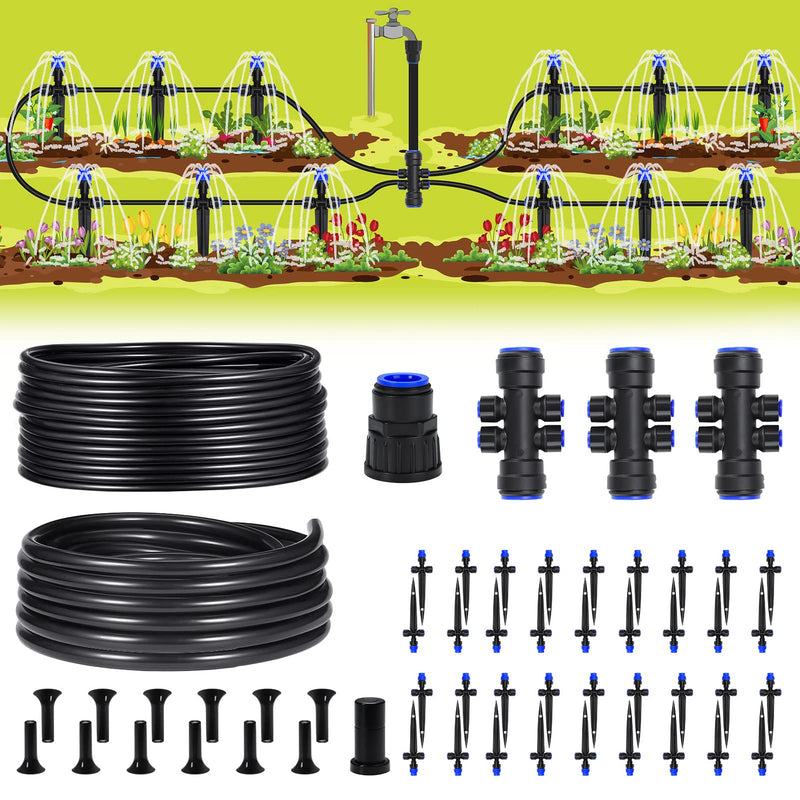 HIRALIY 50FT Garden Watering System, New Quick Connector, Blank Distribution Tubing, Saving Water Automatic Irrigation Equipment for Patio Lawn