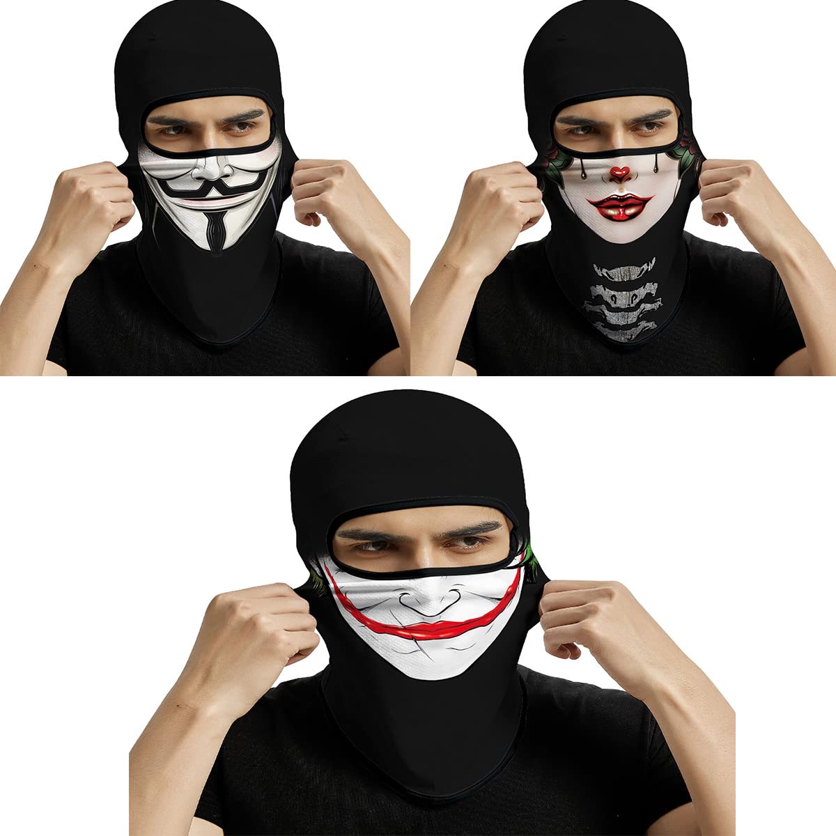 3PCS Balaclava Full Face Mask Ski Mask UV Protection Cover