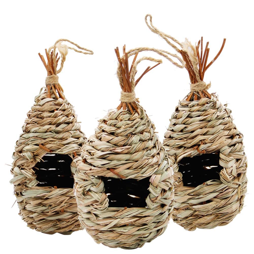 Winemana 4 Pack Hanging Hummingbird Nest House for Outside, Ball Shape, Hand Woven