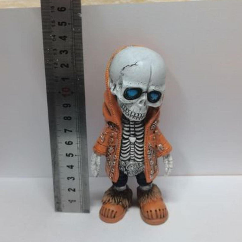 Cool Skeleton Figurines Halloween Skeleton Doll Resin Ornament-Black