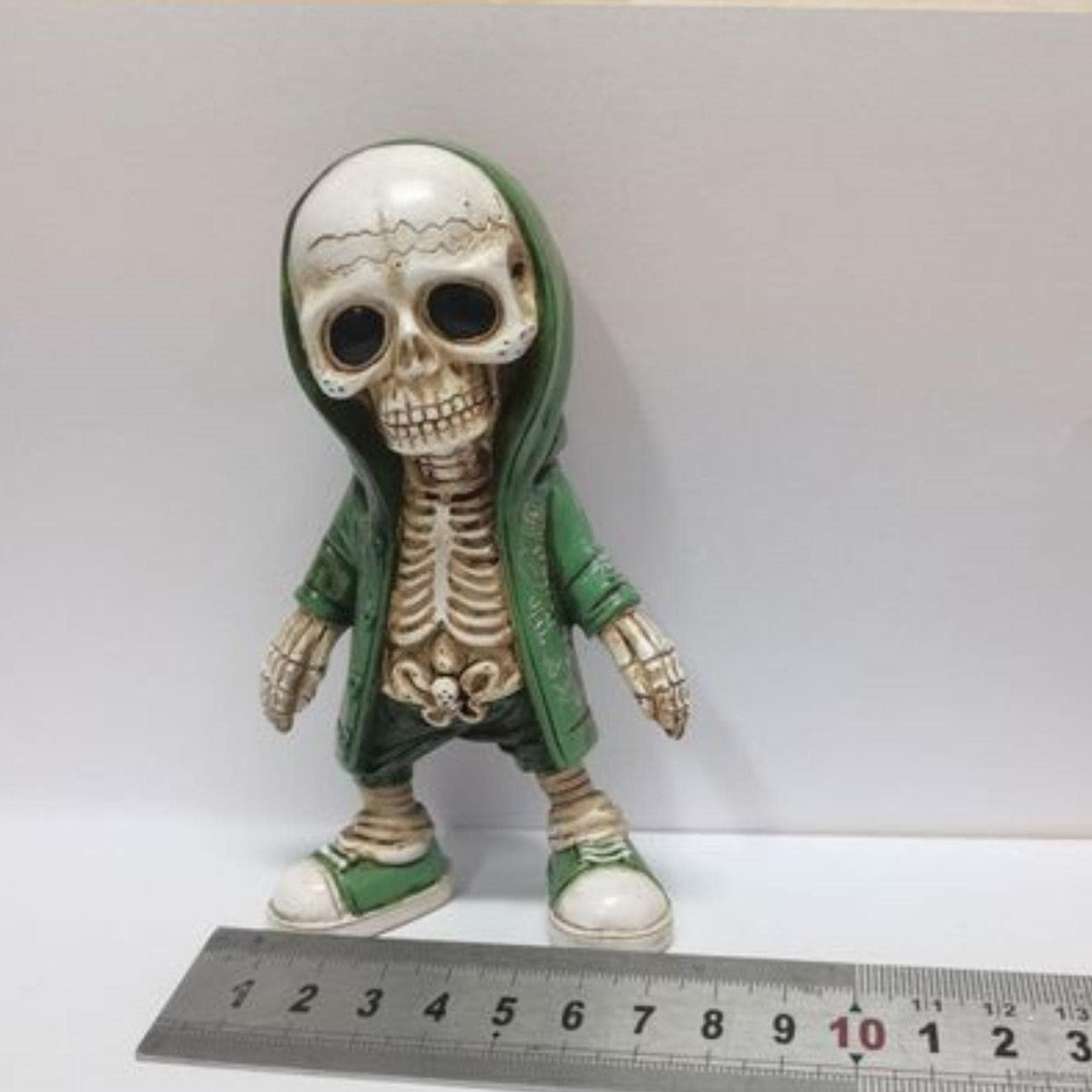 Cool Skeleton Figurines Halloween Skeleton Doll Resin Ornament-Black