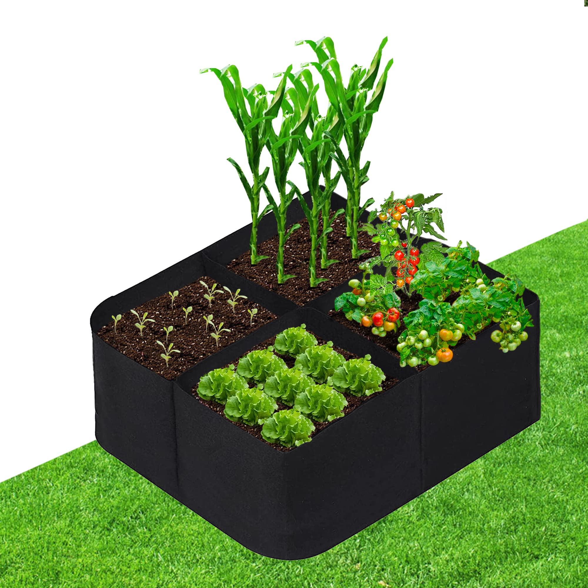 Fabric Raised Garden Bed, 128 Gallon 8 Grids Plant Grow Bags, 3x6FT Breathable Planter Raised Beds, Rectangle Planting Container for Outdoor Gardening