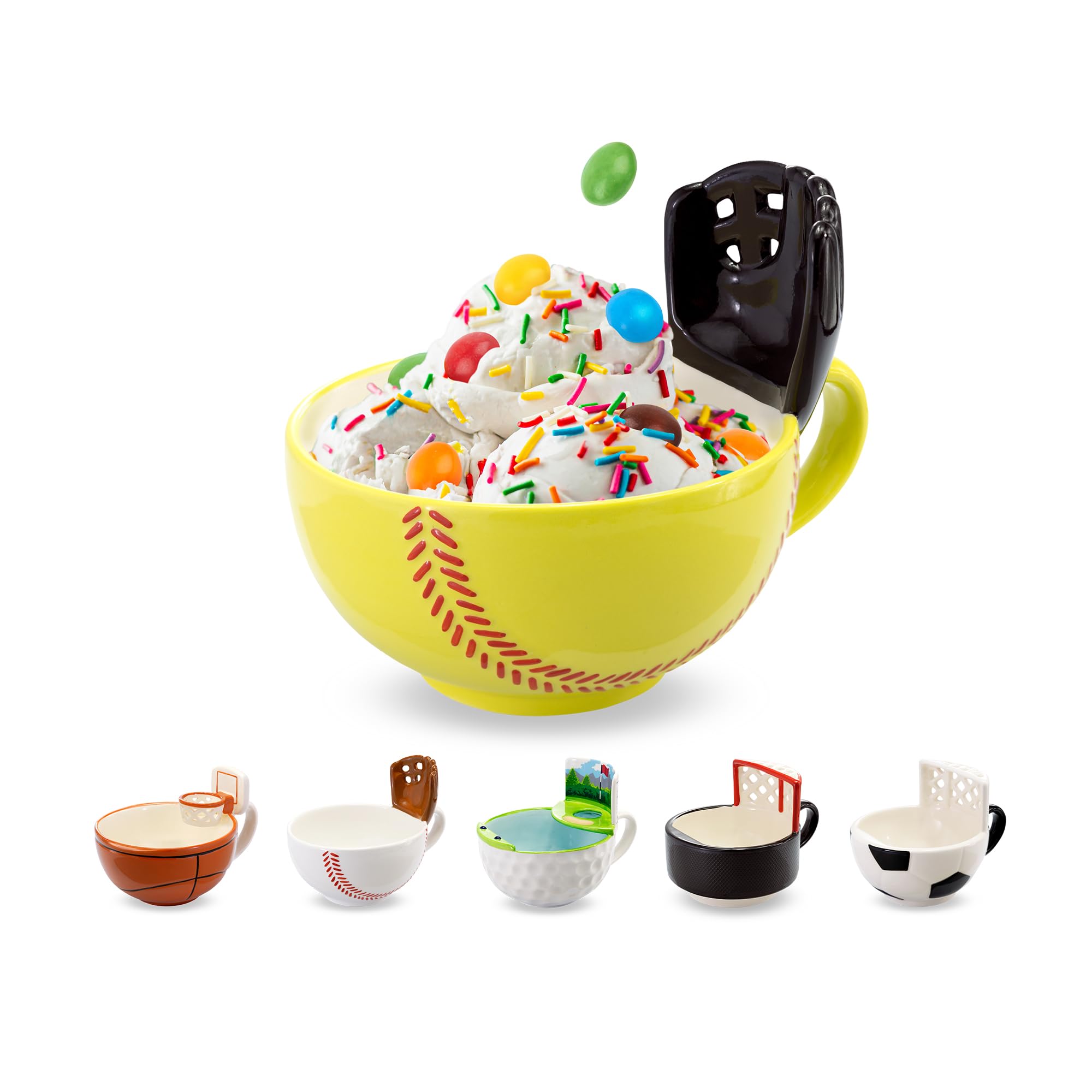 Baseball Ice Cream Cereal Bowl,Men Baseball Player