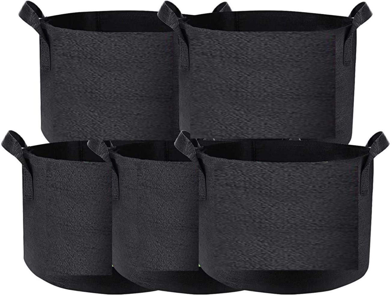 5-Pack 5 Gallon Grow Bags Heavy Duty 300G Thickened Nonwoven Plant Fabric Pots with Handles