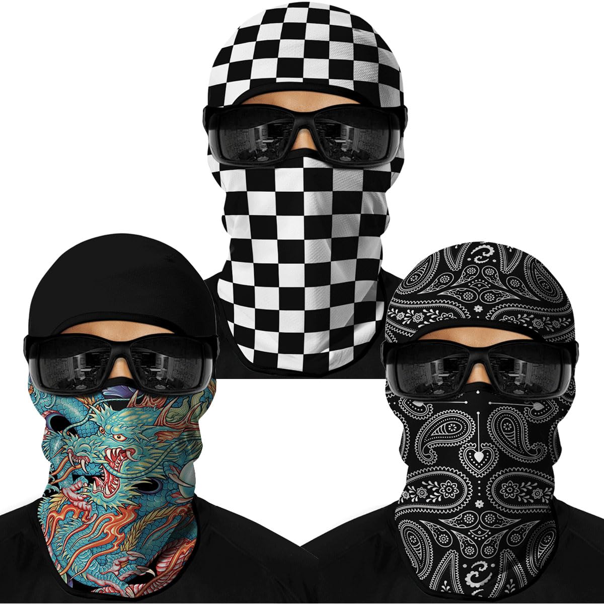 3PCS Balaclava Full Face Mask Ski Mask UV Protection Cover