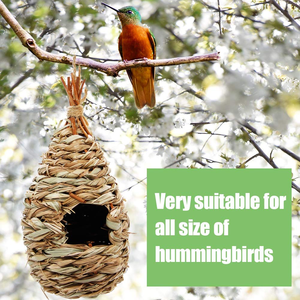 Winemana 4 Pack Hanging Hummingbird Nest House for Outside, Ball Shape, Hand Woven