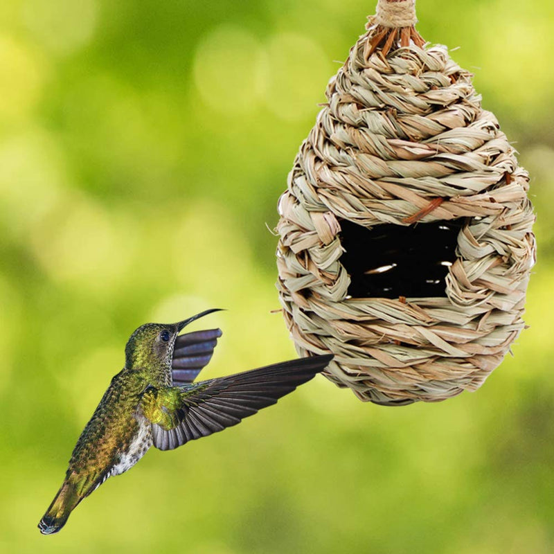 Winemana 4 Pack Hanging Hummingbird Nest House for Outside, Ball Shape, Hand Woven