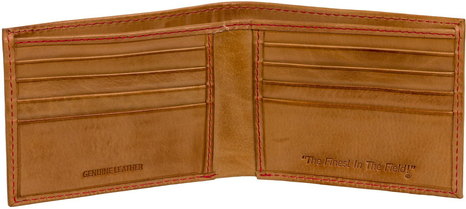 Mens Tanned-leather Baseball Stitch Embroidered Wallet