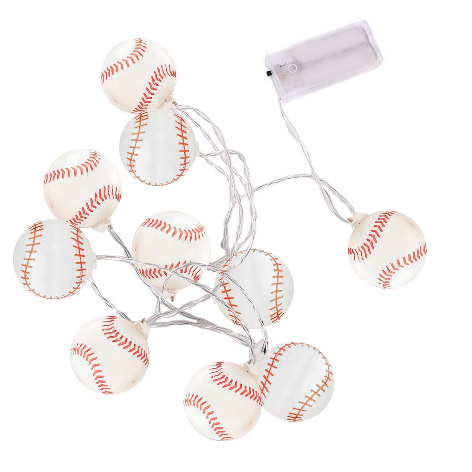 Lights4fun, Inc. 6ft Baseball Basketball String Lights Battery Operated 20 LED Indoor Decoration