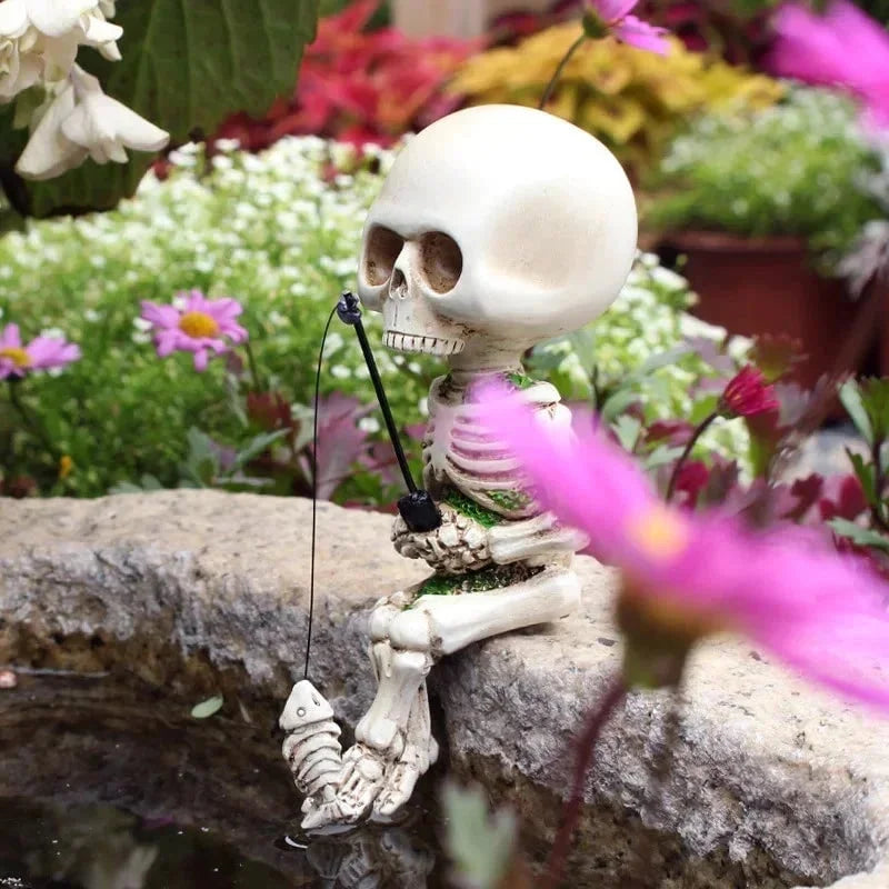 Fishing Skeleton Garden Accessory