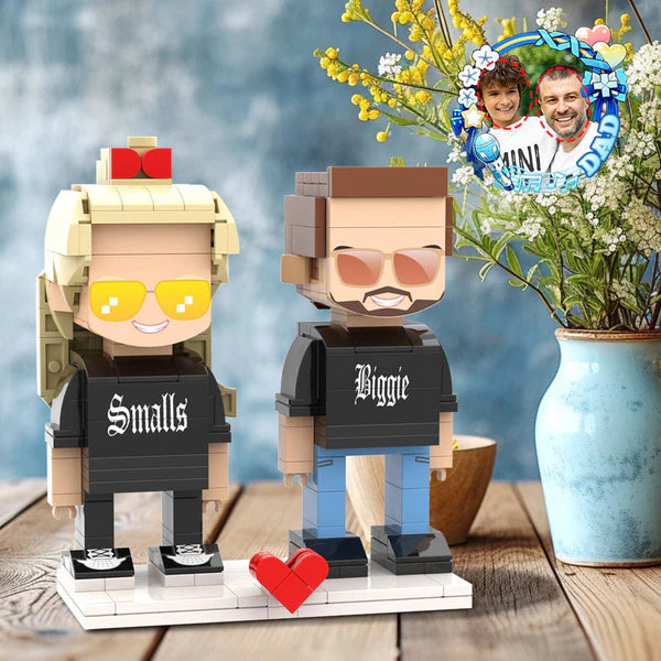 Customizable Head 2 People Custom Brick Figures Gift Father's Day Father Daughter  for Daddy