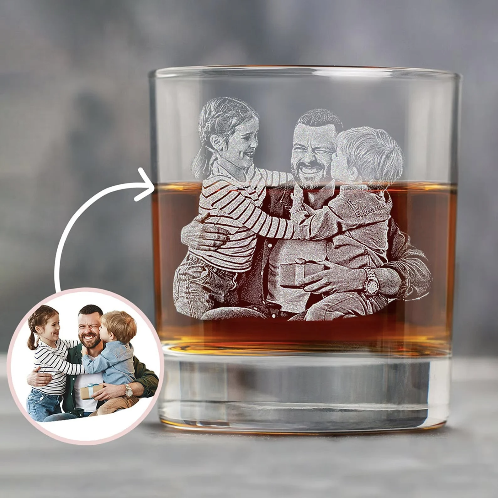 Custom Photo Promoted To Dad EST Rock Glass