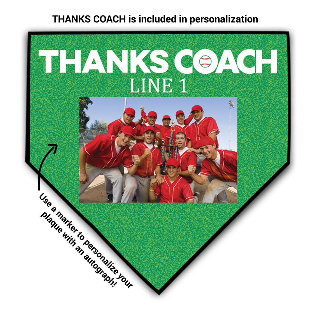 Baseball Home Plate Plaque - Thank You Coach Photo Autograph