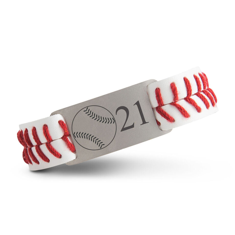 Personalized Baseball/Softball Leather Stitch Bracelet