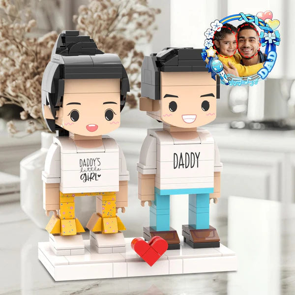 Personalized Head 2 People Custom Brick Figures Daddy's Little Girl Gift for Daddy On Dad's Day